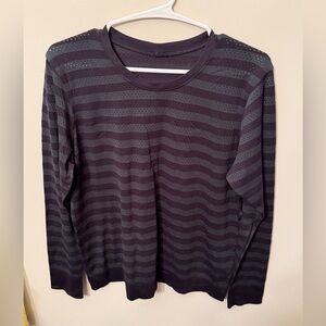 EUC Lululemon Breeze By Longsleeve Deep Coal And Black Stripes